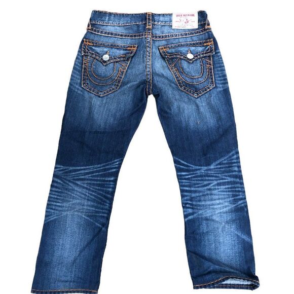 RARE Double Stitch True Religion Jeans Size 32 STRAIGHT SUPER T Blue - Picture 3 of 11